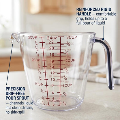 Measuring Cup, 8 oz Metal Measuring Cup with Handle and Pour Lip for liquid with Easy-Read Markings for Cooking and Baking, Kitchen Essential Aluminium