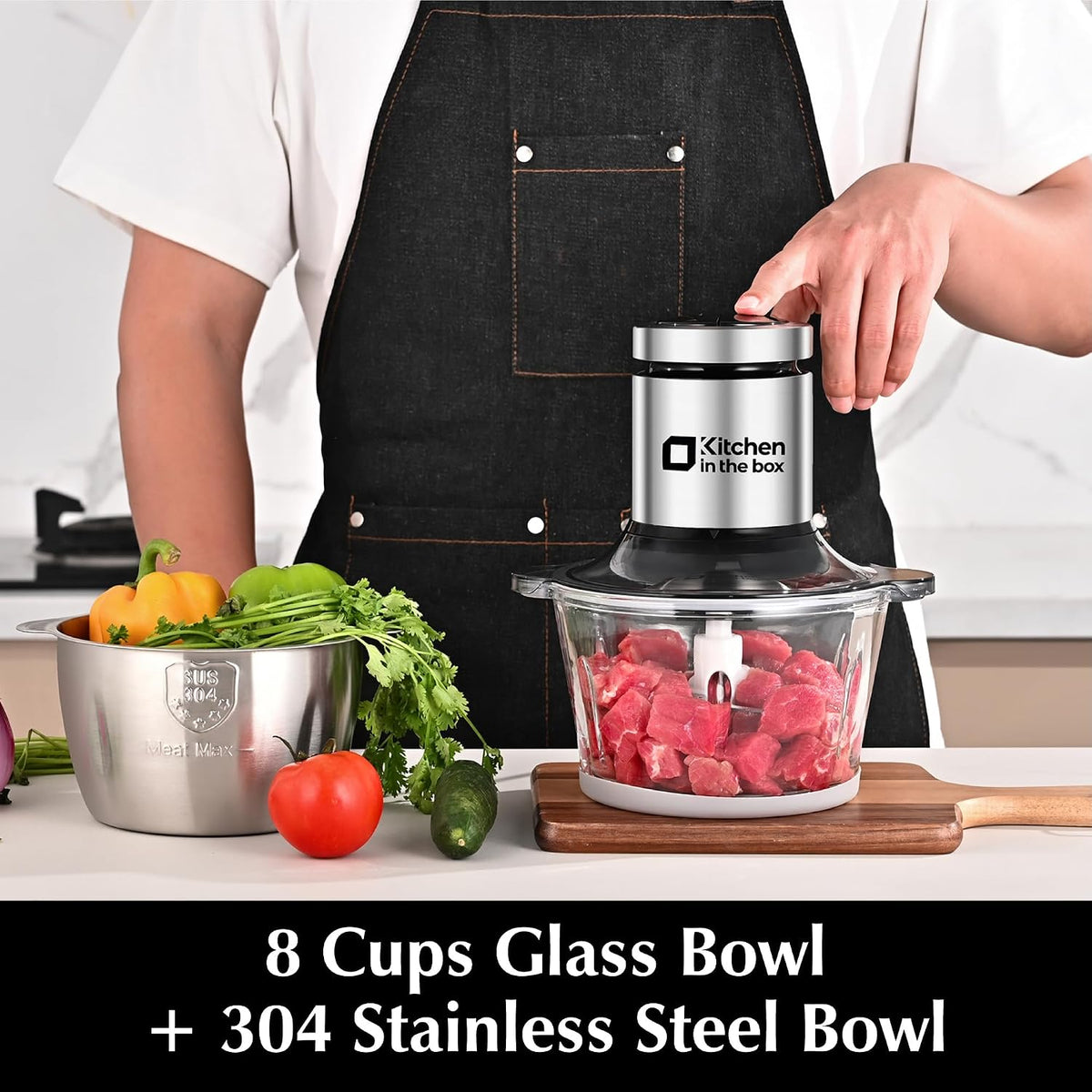 3cups Mini Food Processors,Small Meat Grinder & Food Chopper Electric