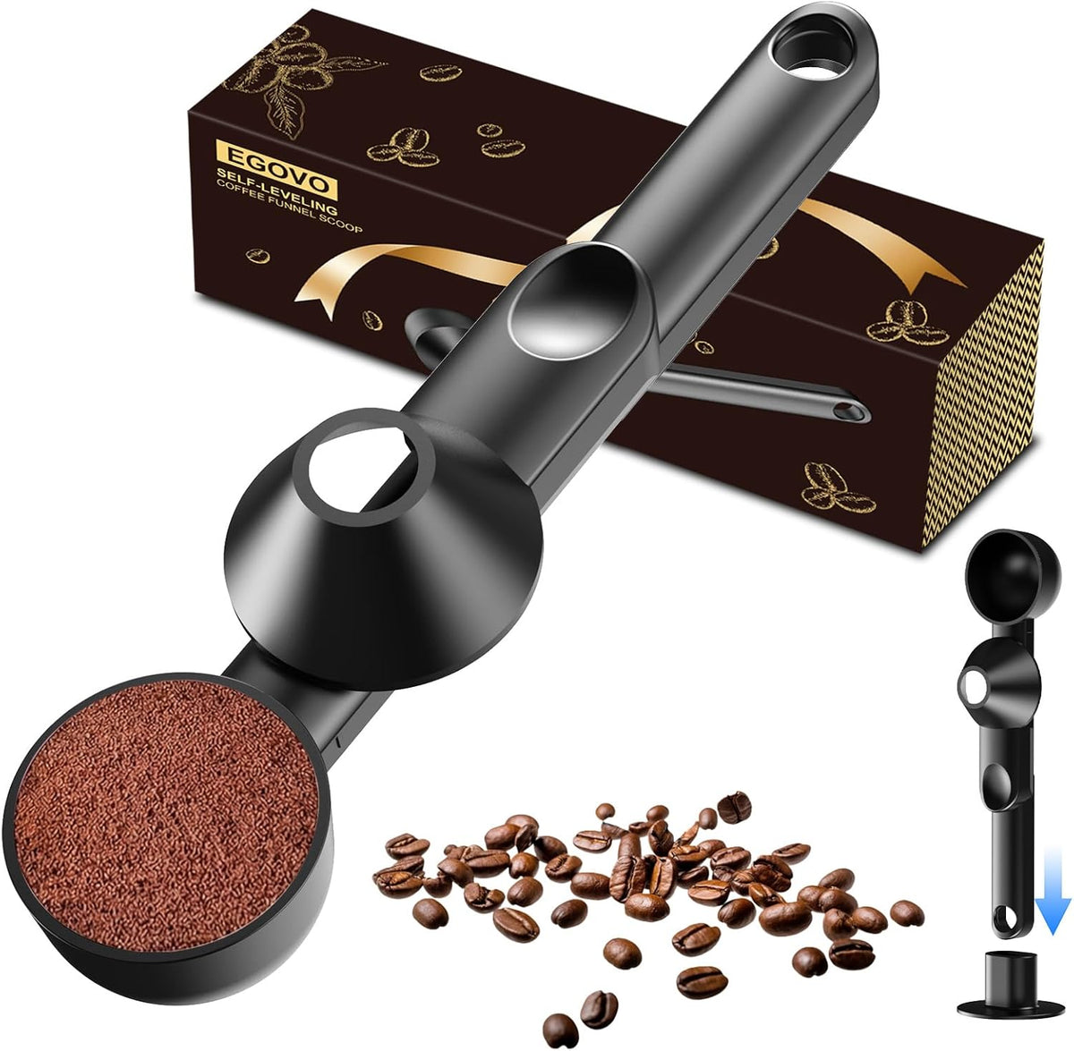 Coffee Scoop with Funnel for Reusable K Cup, 2 TBSP Measuring Spoon
