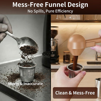 Coffee Scoop with Funnel for Reusable K Cup, 2 TBSP Measuring Spoon