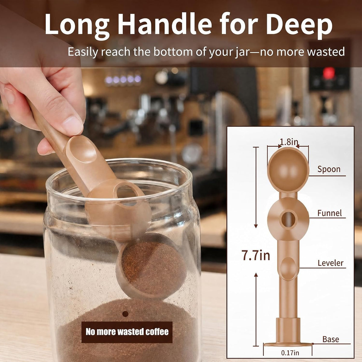 Coffee Scoop with Funnel for Reusable K Cup, 2 TBSP Measuring Spoon