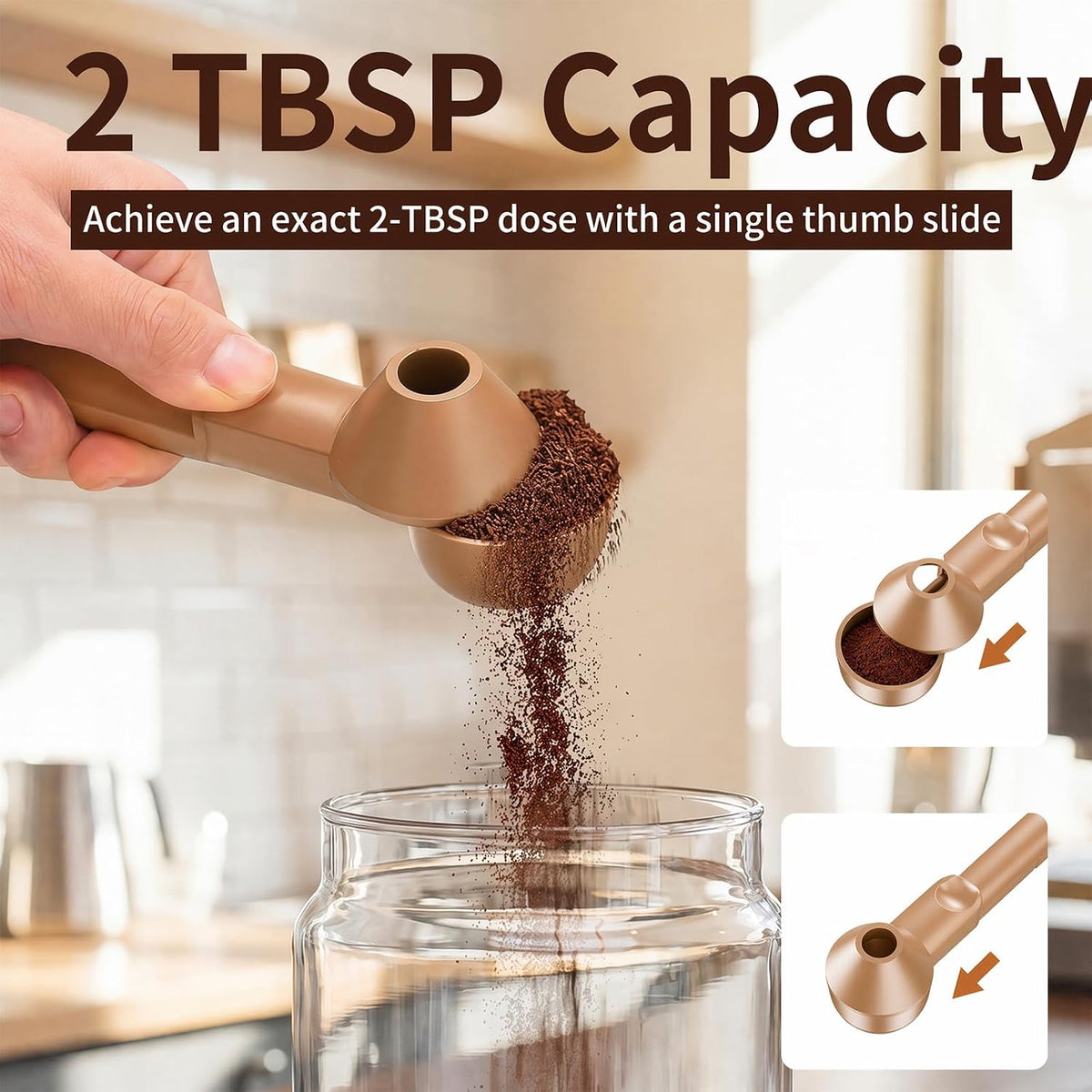 Coffee Scoop with Funnel for Reusable K Cup, 2 TBSP Measuring Spoon