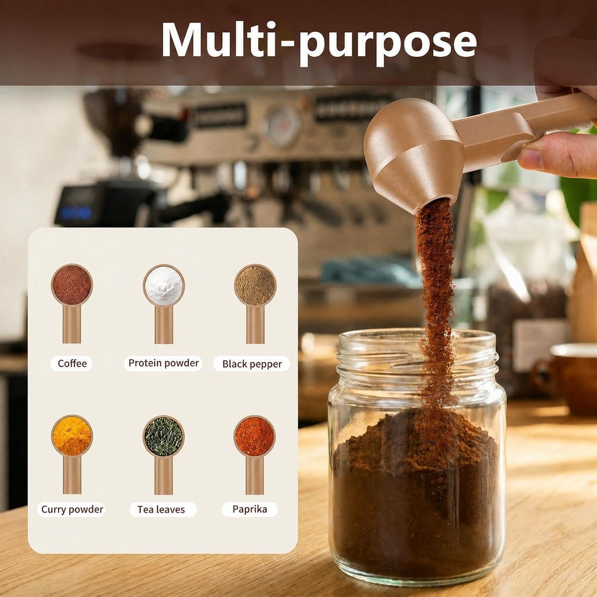 Coffee Scoop with Funnel for Reusable K Cup, 2 TBSP Measuring Spoon
