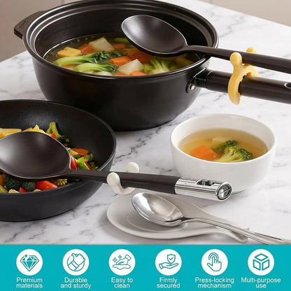 4Pcs Multifunction Silicone Pot Handle Spatula Rack Set, 2026 Non-Slip Spoon Holder Stove Organizer Kitchen Gadgets, Steam Releaser,Utensil Anti Scalding Pot Clip for Cooking Accessories (1, 3 Color)