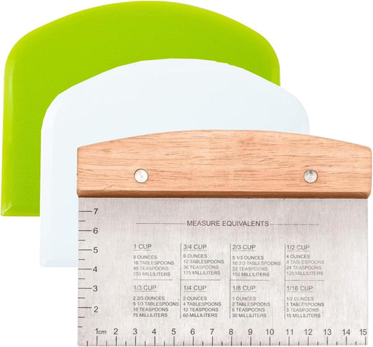 Dough Scraper & Bench Scraper Kitchen – Stainless Steel Sourdough Tools – Dough Cutter for Sourdough Bread, Pizza, and Flat Top Griddles – Chef Approved (Light)