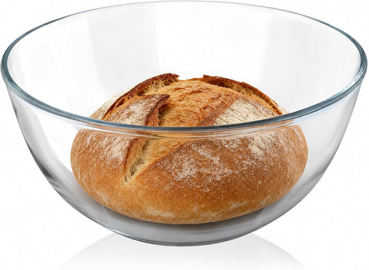 4.7 Qt Extra Large Glass Mixing Bowl, Glass Bowl for Sourdough Bread Making | Glass Mixing Bowl for Sourdough Bread, Clear Breads Proofing Bowl, Large Glass Salad Cooking Bowl for Kitchen Storage