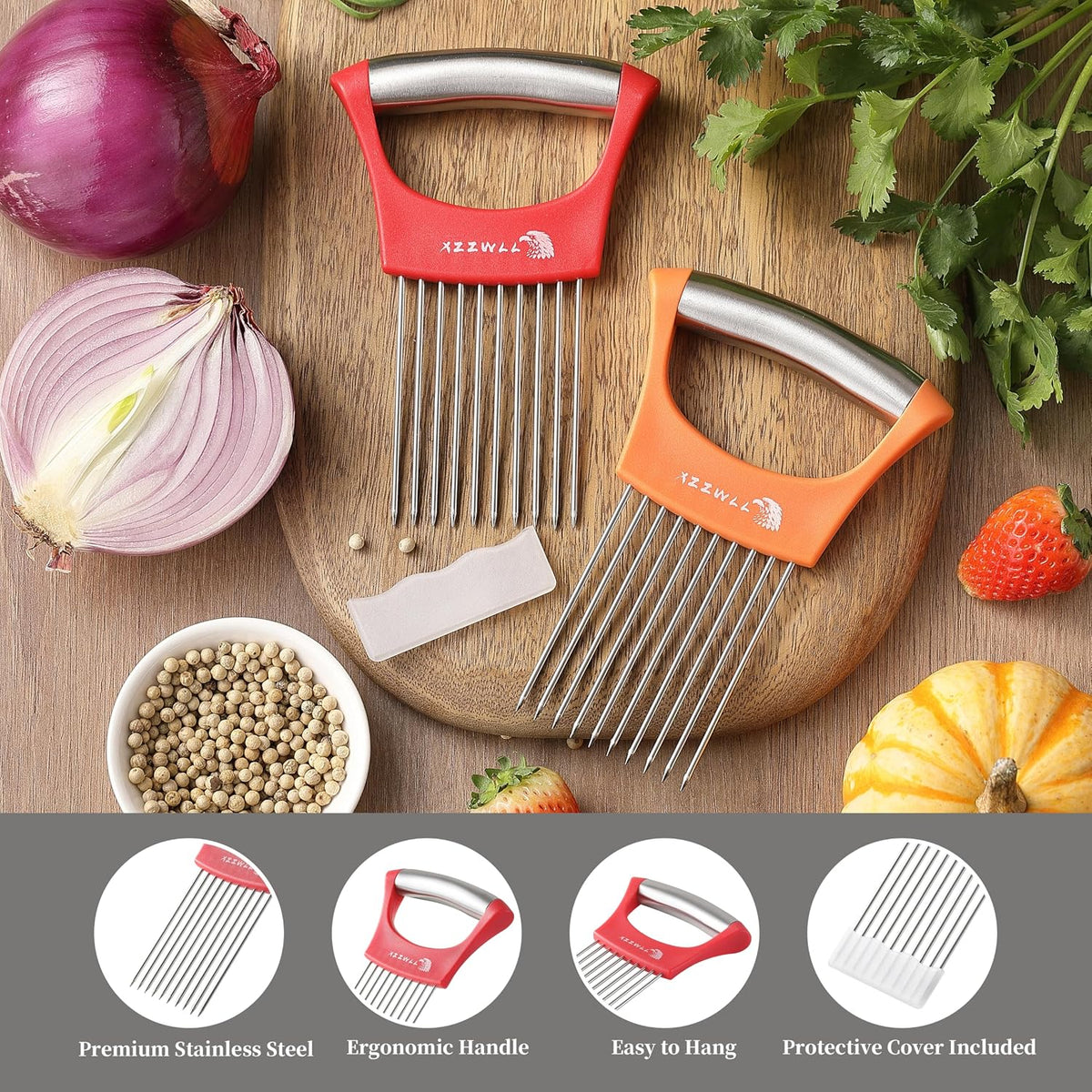 2 Pack Onion Holder for Slicing, Tomato Slicer Tool for Easy Cutting