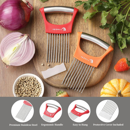 2 Pack Onion Holder for Slicing, Tomato Slicer Tool for Easy Cutting
