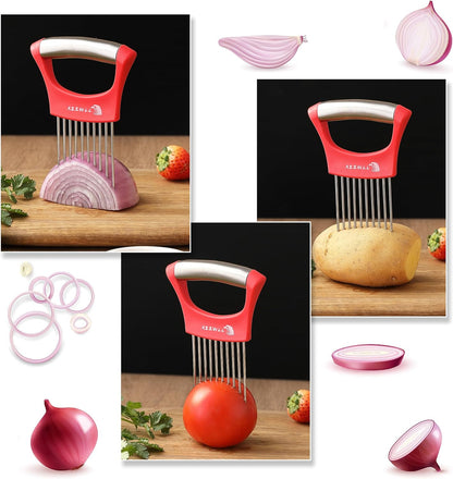2 Pack Onion Holder for Slicing, Tomato Slicer Tool for Easy Cutting