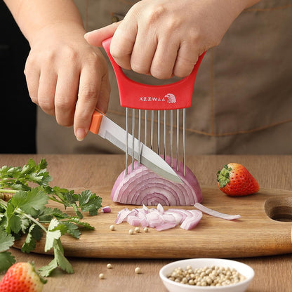 2 Pack Onion Holder for Slicing, Tomato Slicer Tool for Easy Cutting