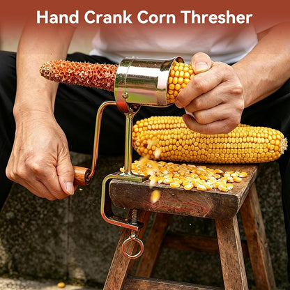 Hand Crank Corn Thresher, Manual Corn Thresher Efficient Peeling Firm Clamping Comfortable Wood Handle Manual Corn Sheller Stripper