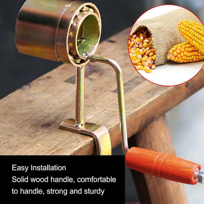 Hand Crank Corn Thresher, Manual Corn Thresher Efficient Peeling Firm Clamping Comfortable Wood Handle Manual Corn Sheller Stripper
