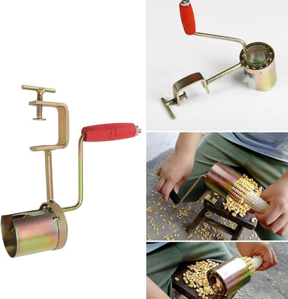 Hand Crank Corn Thresher, Manual Corn Thresher Efficient Peeling Firm Clamping Comfortable Wood Handle Manual Corn Sheller Stripper