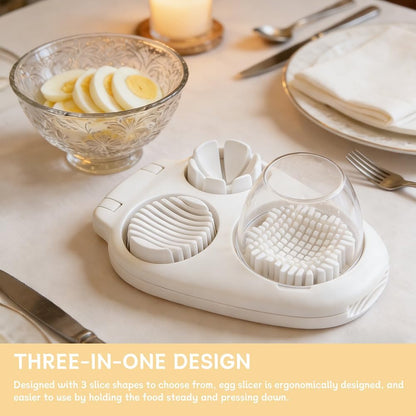 3 in 1 Boiled Egg Slicer, Manual Egg Slicer for Hard Boiled Eggs, 3 Slice Modes Chopper Cutter Stainless Steel Dicer, Kitchen Gadget for Butter Strawberry Tomato, Labor Saving
