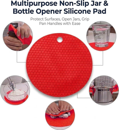 Can Openers for Seniors with Arthritis 4PC-Set Jar Lid & Water Bottle Openers for Seniors | Kitchen Essentials for New Home Gadgets Gifts for Elderly | Non-Slip Silicone Rubber Gripper Pad