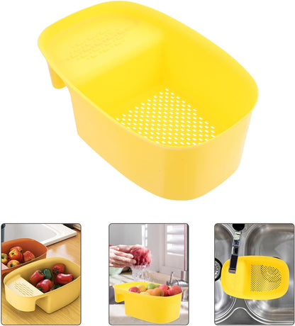 Multifunctional Saddle-shaped Sink Drain Basket Plastic Kitchen Colander Strainer for Washing and Draining Fruits Vegetables Over Sink Space-saving Holder