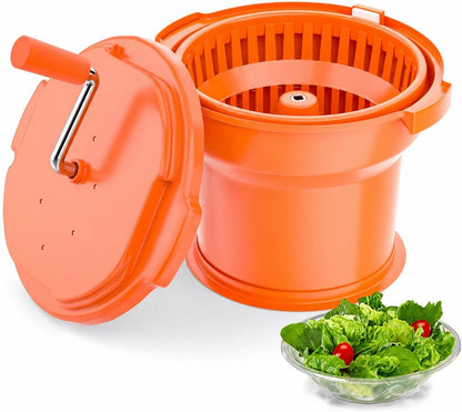 Commercial Salad Spinner - 2.3 Gallon Salad Dryer w/Silicone Anti-slip Mat & Draining Hose, 8Qt Manual Salad Spinner for 3 Heads of Lettuce Spinner Large for Catering