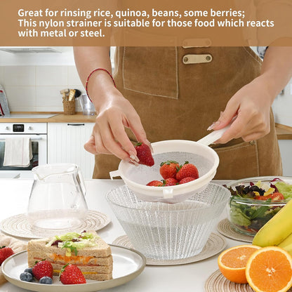 Kefir Strainer Set, 2-Size Plastic Non-Metal Sieve with Fine Mesh