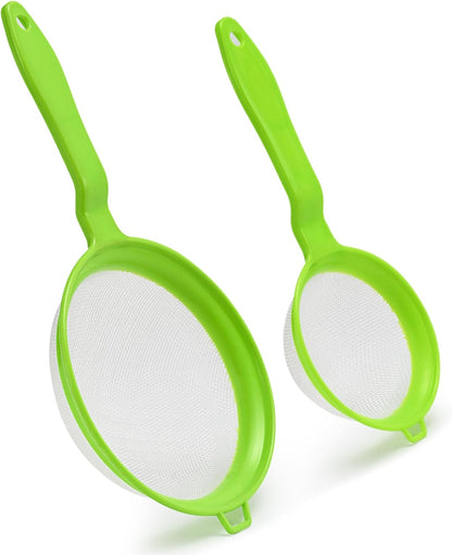 Kefir Strainer Set, 2-Size Plastic Non-Metal Sieve with Fine Mesh