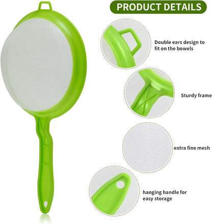 Kefir Strainer Set, 2-Size Plastic Non-Metal Sieve with Fine Mesh