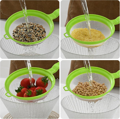 Kefir Strainer Set, 2-Size Plastic Non-Metal Sieve with Fine Mesh