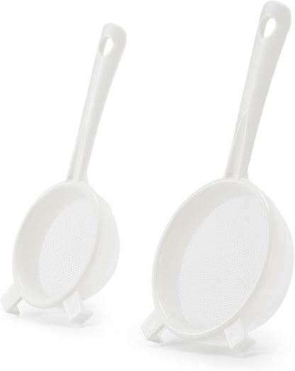 Kefir Strainer Set, 2-Size Plastic Non-Metal Sieve with Fine Mesh