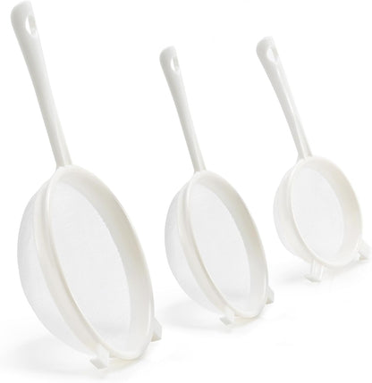 Kefir Strainer Set, 2-Size Plastic Non-Metal Sieve with Fine Mesh