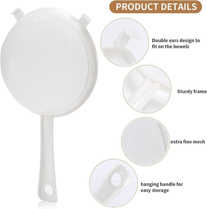 Kefir Strainer Set, 2-Size Plastic Non-Metal Sieve with Fine Mesh