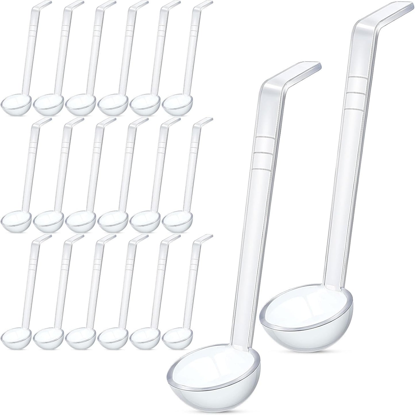 20 Pcs 1 oz Plastic Small Ladles with 7 Inches Long Handle, Mini Ladle for Serving Salsa Sauce Dressing Punch Bowl Sauces and Toppings (Clear)