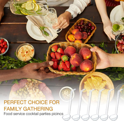 20 Pcs 1 oz Plastic Small Ladles with 7 Inches Long Handle, Mini Ladle for Serving Salsa Sauce Dressing Punch Bowl Sauces and Toppings (Clear)