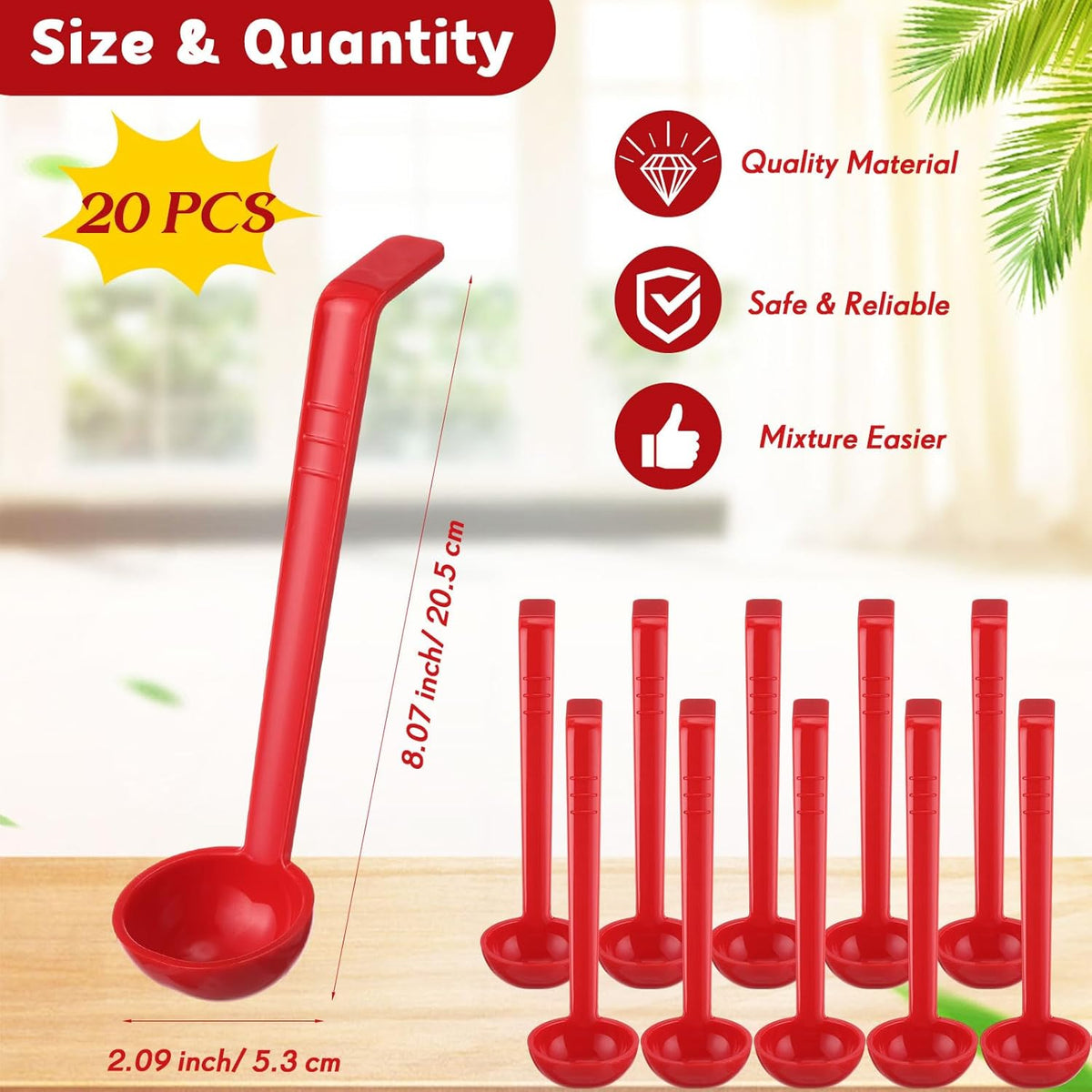 20 Pcs 1 oz Plastic Small Ladles with 7 Inches Long Handle, Mini Ladle for Serving Salsa Sauce Dressing Punch Bowl Sauces and Toppings (Clear)