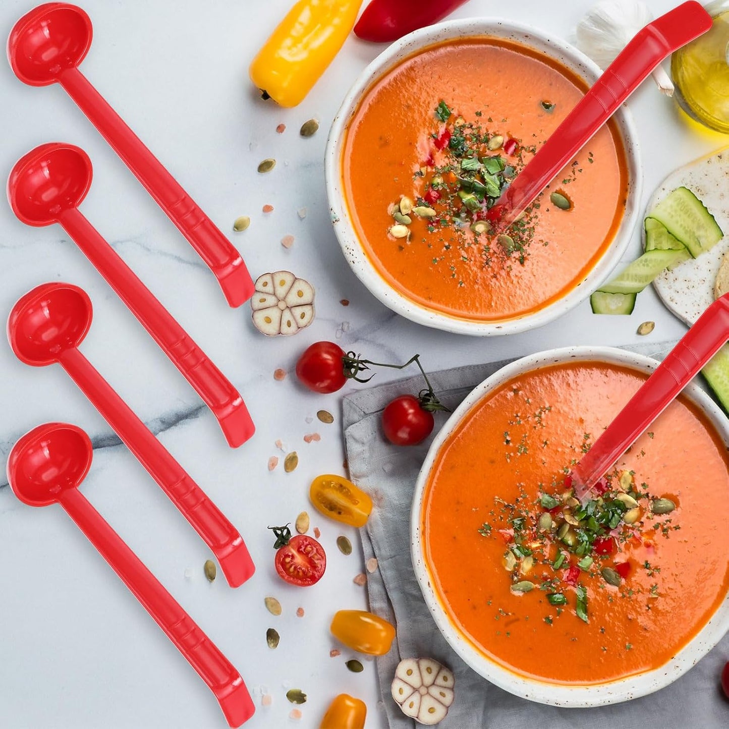 20 Pcs 1 oz Plastic Small Ladles with 7 Inches Long Handle, Mini Ladle for Serving Salsa Sauce Dressing Punch Bowl Sauces and Toppings (Clear)