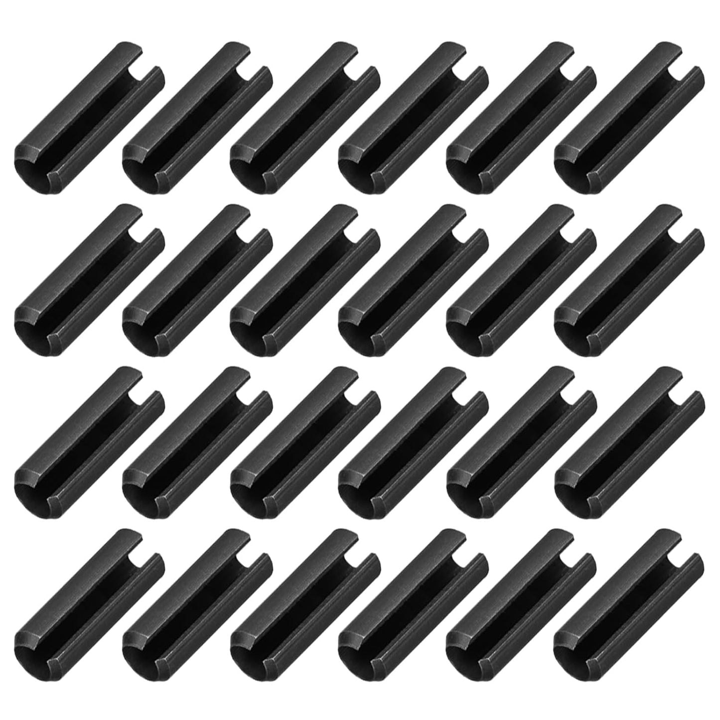 25Pcs Slotted Split Roll Pins 1/2 Inch(12mm) Dia. 1-2/5 Inch(35mm) Length 65Mn Steel Spring Tension Expansion Dowels for Secure Fastening, Black - Colors A