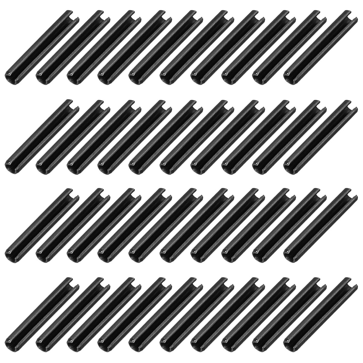 25Pcs Slotted Split Roll Pins 1/2 Inch(12mm) Dia. 1-2/5 Inch(35mm) Length 65Mn Steel Spring Tension Expansion Dowels for Secure Fastening, Black - Colors A