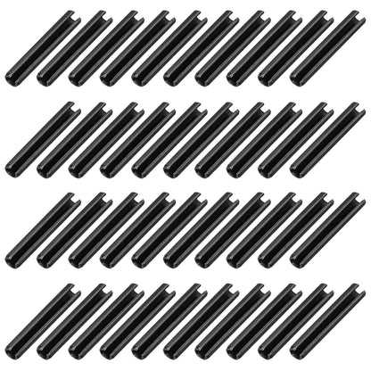 25Pcs Slotted Split Roll Pins 1/2 Inch(12mm) Dia. 1-2/5 Inch(35mm) Length 65Mn Steel Spring Tension Expansion Dowels for Secure Fastening, Black - Colors A
