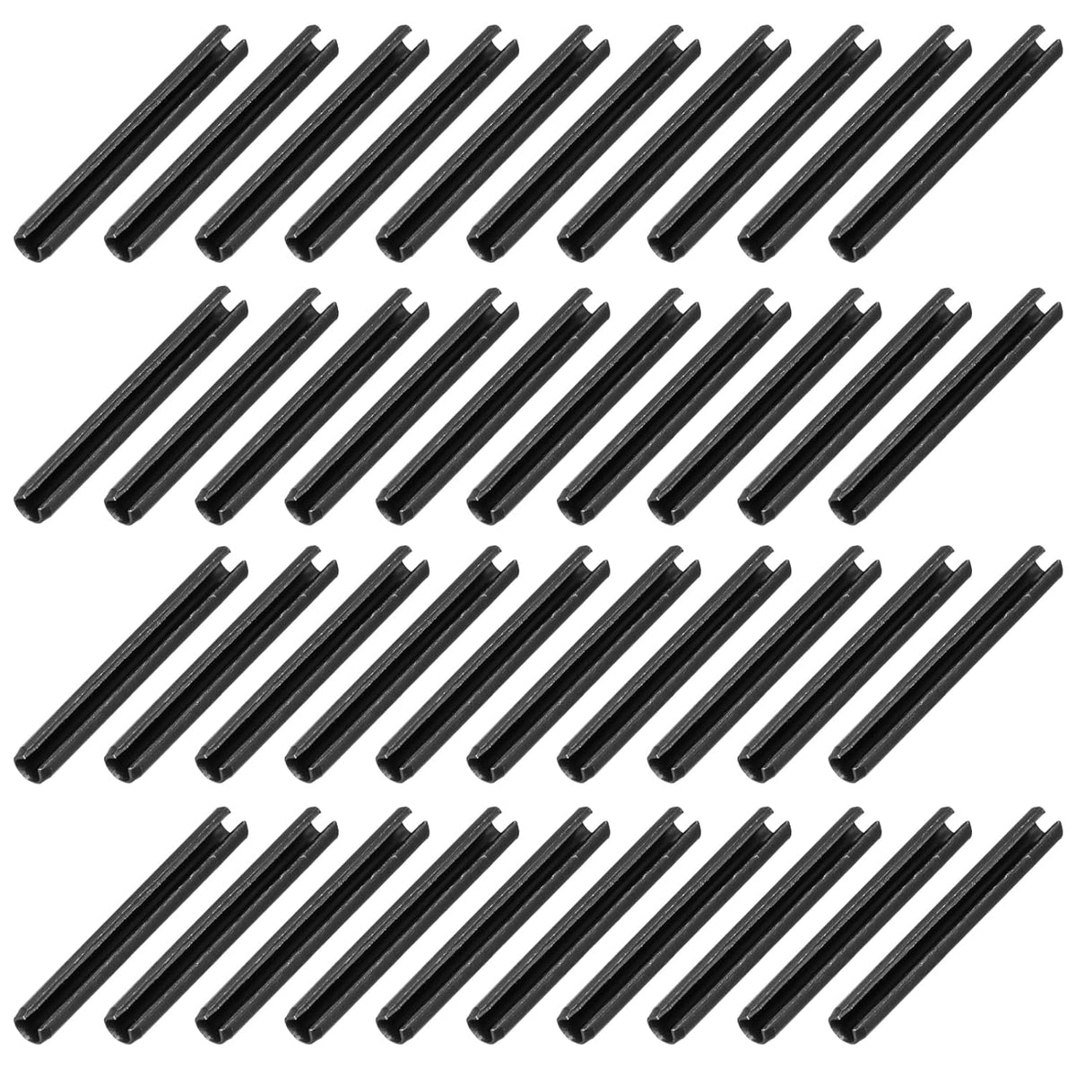 25Pcs Slotted Split Roll Pins 1/2 Inch(12mm) Dia. 1-2/5 Inch(35mm) Length 65Mn Steel Spring Tension Expansion Dowels for Secure Fastening, Black - Colors A