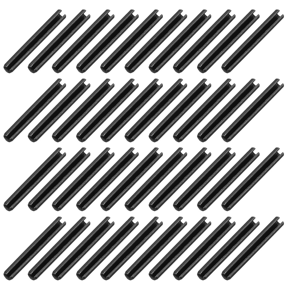25Pcs Slotted Split Roll Pins 1/2 Inch(12mm) Dia. 1-2/5 Inch(35mm) Length 65Mn Steel Spring Tension Expansion Dowels for Secure Fastening, Black - Colors A