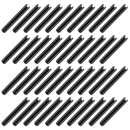 25Pcs Slotted Split Roll Pins 1/2 Inch(12mm) Dia. 1-2/5 Inch(35mm) Length 65Mn Steel Spring Tension Expansion Dowels for Secure Fastening, Black - Colors A