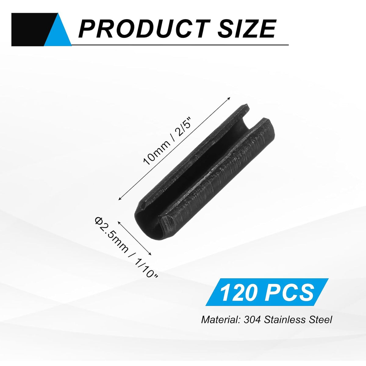 25Pcs Slotted Split Roll Pins 1/2 Inch(12mm) Dia. 1-2/5 Inch(35mm) Length 65Mn Steel Spring Tension Expansion Dowels for Secure Fastening, Black - Colors A