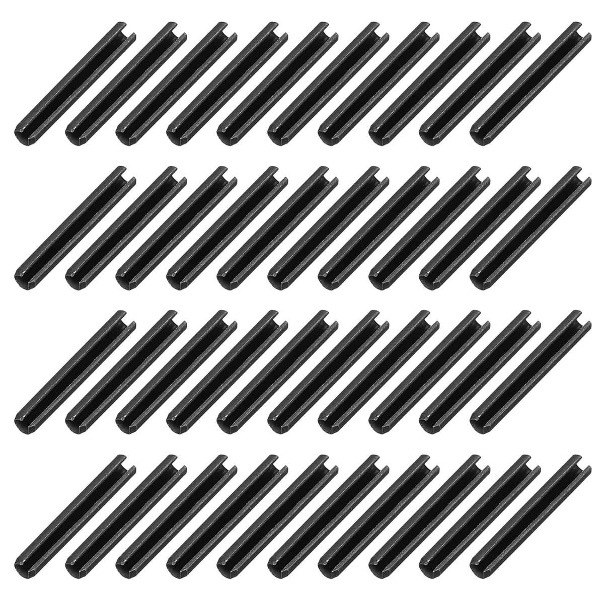 25Pcs Slotted Split Roll Pins 1/2 Inch(12mm) Dia. 1-2/5 Inch(35mm) Length 65Mn Steel Spring Tension Expansion Dowels for Secure Fastening, Black - Colors A