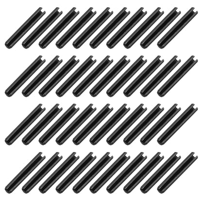 25Pcs Slotted Split Roll Pins 1/2 Inch(12mm) Dia. 1-2/5 Inch(35mm) Length 65Mn Steel Spring Tension Expansion Dowels for Secure Fastening, Black - Colors A
