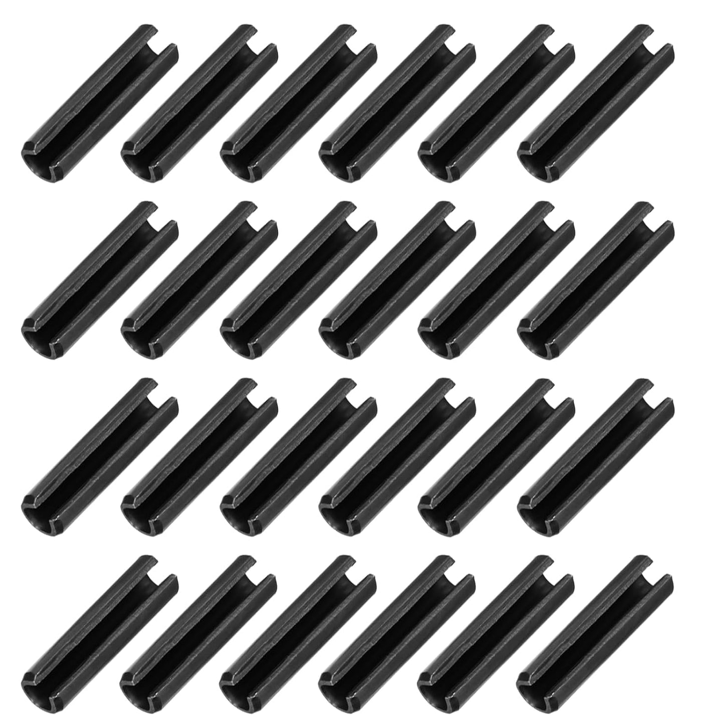 25Pcs Slotted Split Roll Pins 1/2 Inch(12mm) Dia. 1-2/5 Inch(35mm) Length 65Mn Steel Spring Tension Expansion Dowels for Secure Fastening, Black - Colors A