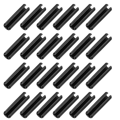 25Pcs Slotted Split Roll Pins 1/2 Inch(12mm) Dia. 1-2/5 Inch(35mm) Length 65Mn Steel Spring Tension Expansion Dowels for Secure Fastening, Black - Colors A