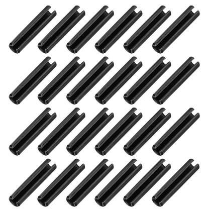 25Pcs Slotted Split Roll Pins 1/2 Inch(12mm) Dia. 1-2/5 Inch(35mm) Length 65Mn Steel Spring Tension Expansion Dowels for Secure Fastening, Black - Colors A