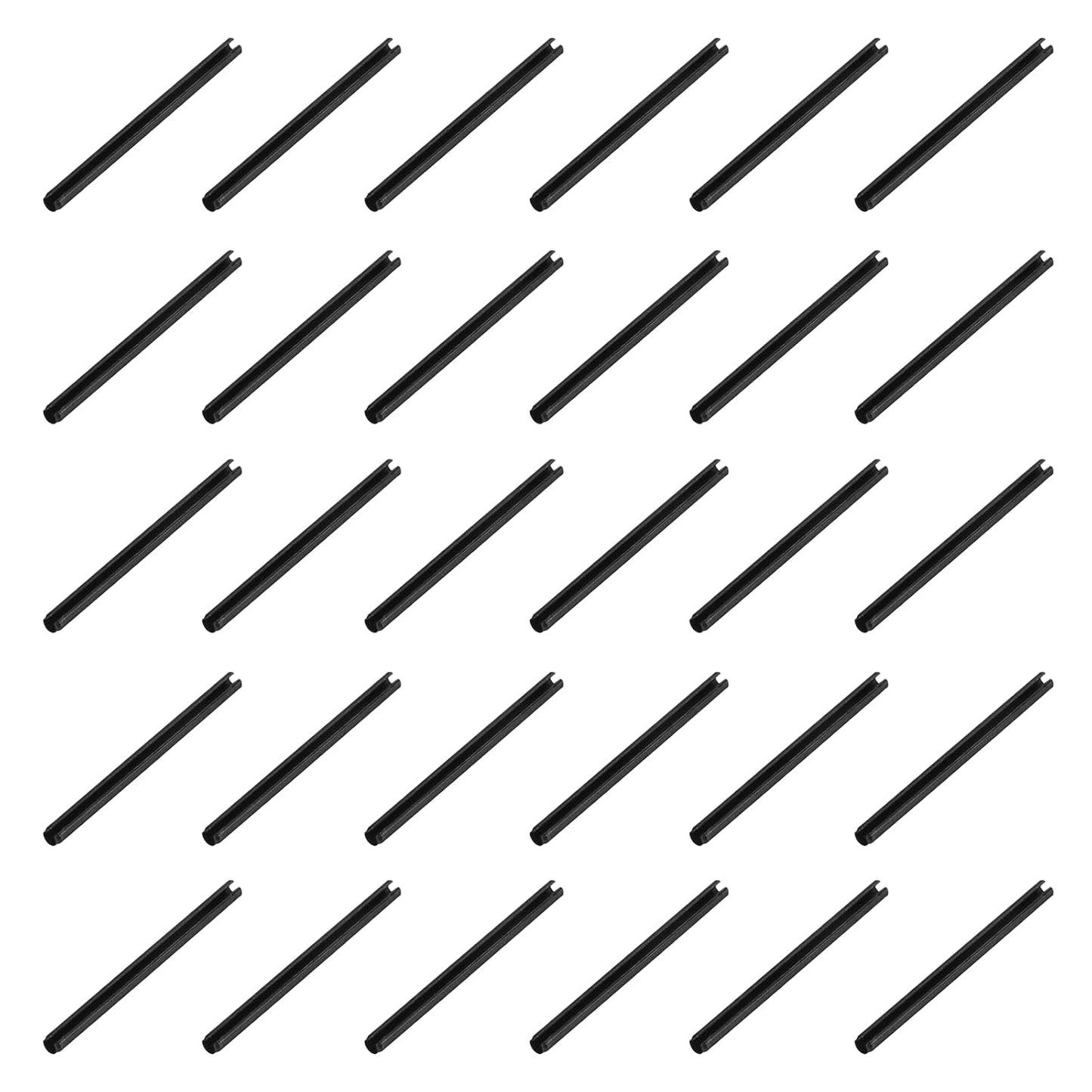 25Pcs Slotted Split Roll Pins 1/2 Inch(12mm) Dia. 1-2/5 Inch(35mm) Length 65Mn Steel Spring Tension Expansion Dowels for Secure Fastening, Black - Colors A