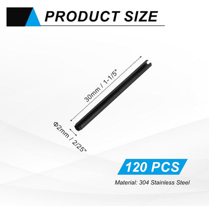 25Pcs Slotted Split Roll Pins 1/2 Inch(12mm) Dia. 1-2/5 Inch(35mm) Length 65Mn Steel Spring Tension Expansion Dowels for Secure Fastening, Black - Colors A
