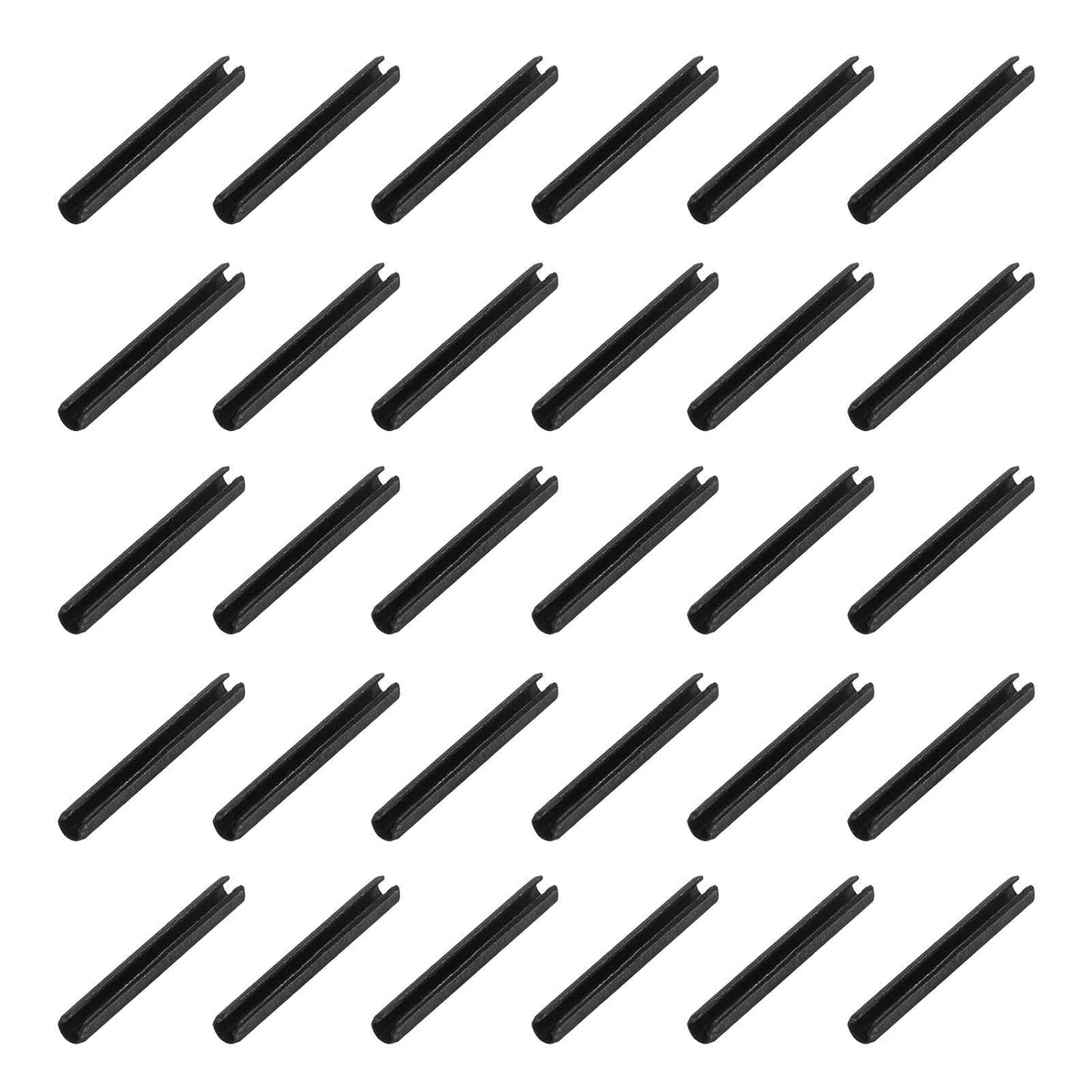 25Pcs Slotted Split Roll Pins 1/2 Inch(12mm) Dia. 1-2/5 Inch(35mm) Length 65Mn Steel Spring Tension Expansion Dowels for Secure Fastening, Black - Colors A