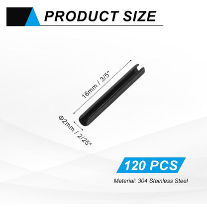 25Pcs Slotted Split Roll Pins 1/2 Inch(12mm) Dia. 1-2/5 Inch(35mm) Length 65Mn Steel Spring Tension Expansion Dowels for Secure Fastening, Black - Colors A