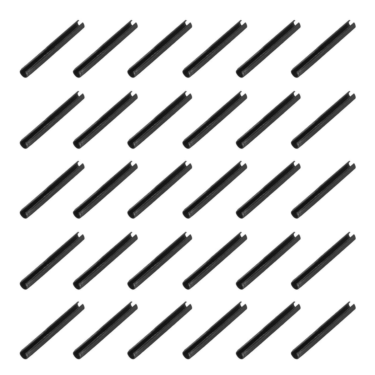 25Pcs Slotted Split Roll Pins 1/2 Inch(12mm) Dia. 1-2/5 Inch(35mm) Length 65Mn Steel Spring Tension Expansion Dowels for Secure Fastening, Black - Colors A