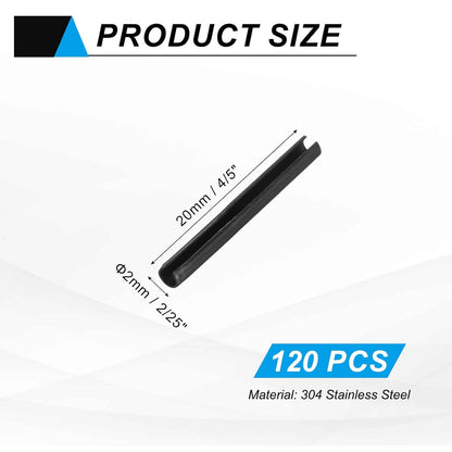 25Pcs Slotted Split Roll Pins 1/2 Inch(12mm) Dia. 1-2/5 Inch(35mm) Length 65Mn Steel Spring Tension Expansion Dowels for Secure Fastening, Black - Colors A